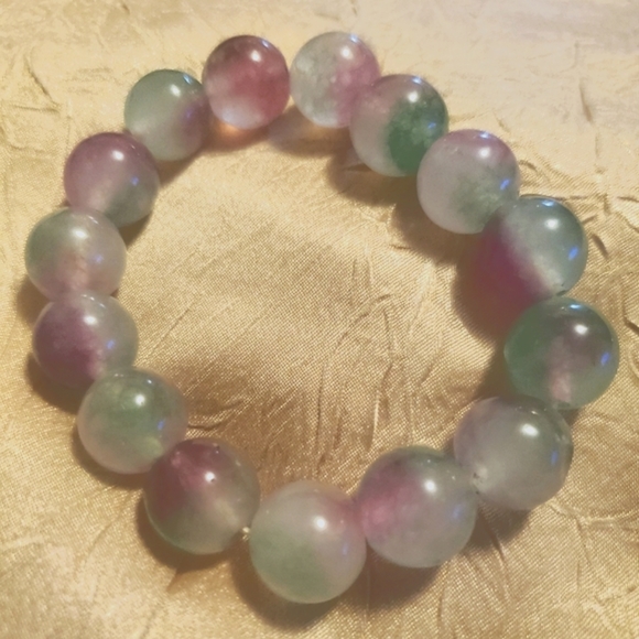 Stunning Tricolor Jade Bracelet- Cleansed, Charged, Healing Genuine Jade - Picture 2 of 4